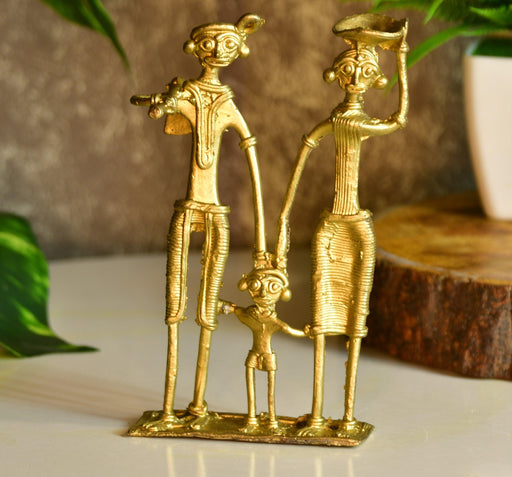 Buy Showpieces & Collectibles - Handmade Dokra Tribal Family Showpiece | Traditional Golden Artefact by Sowpeace on IKIRU online store
