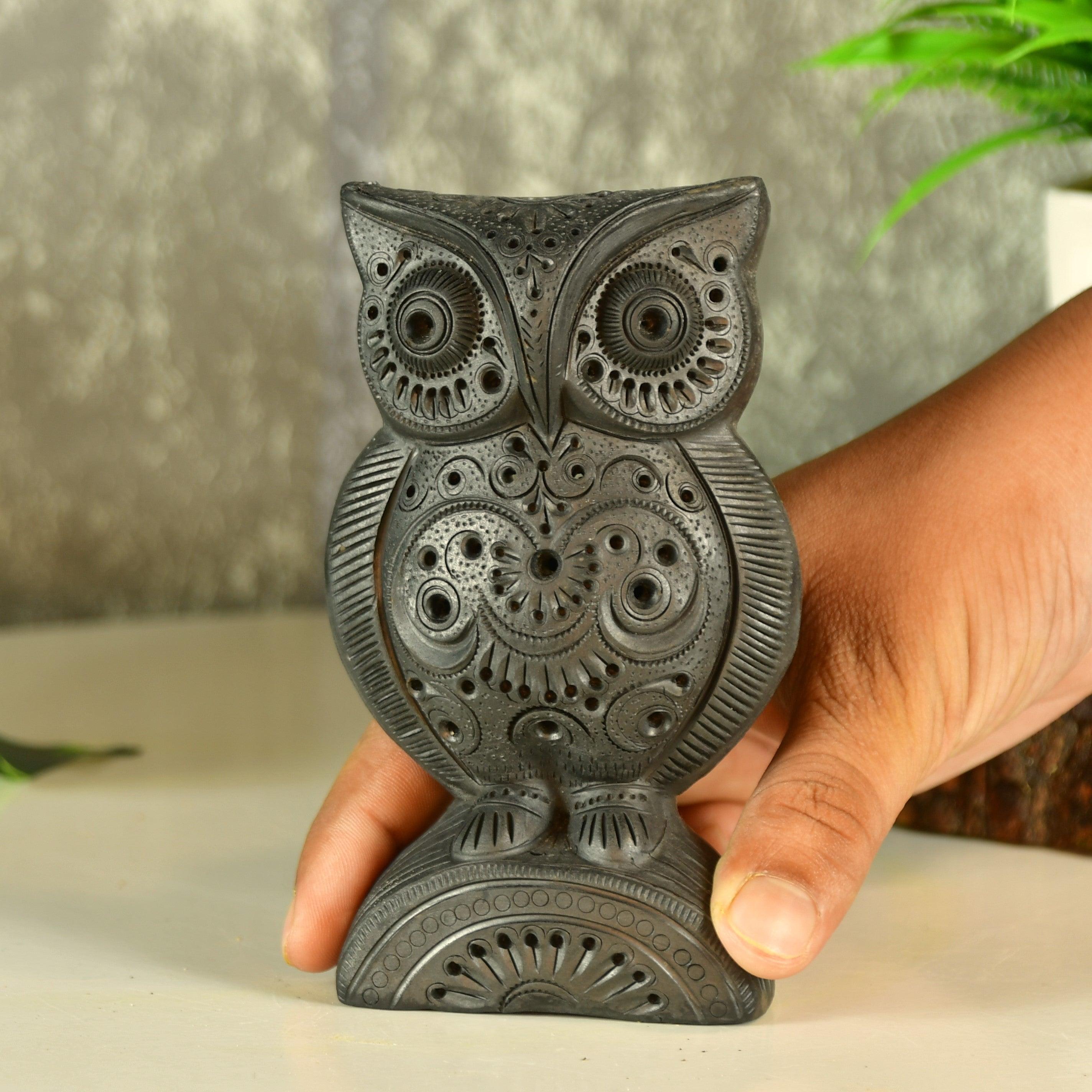 Buy Showpieces & Collectibles - Vintage Black Owl Statue | Terracotta Vastu Showpiece by Sowpeace on IKIRU online store