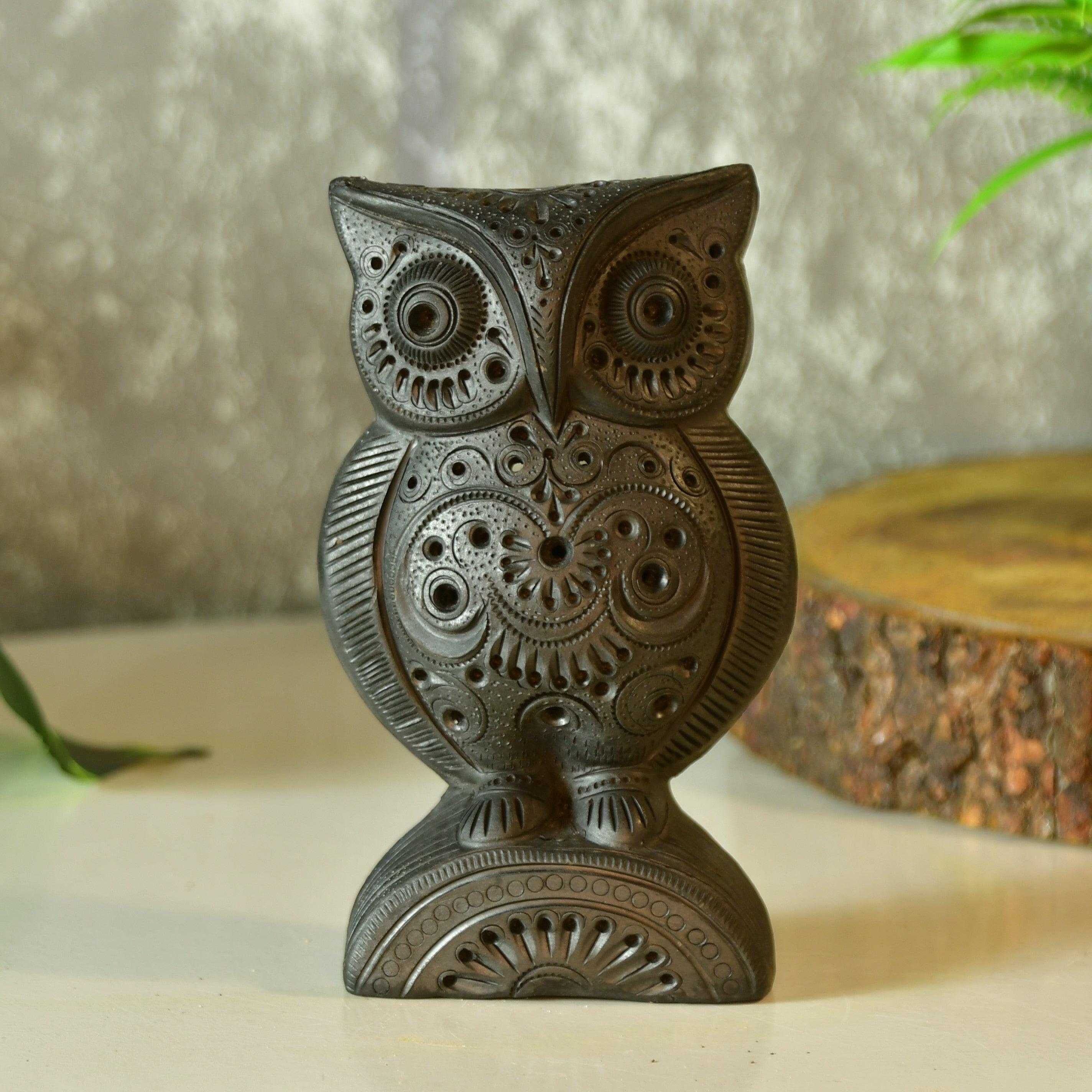 Buy Showpieces & Collectibles - Vintage Black Owl Statue | Terracotta Vastu Showpiece by Sowpeace on IKIRU online store