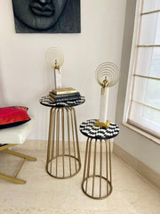 Buy Side Table - Black & White Modern Side Table | Metal & Wood End Table Set of 2 For Home & Living Room by House of Trendz on IKIRU online store