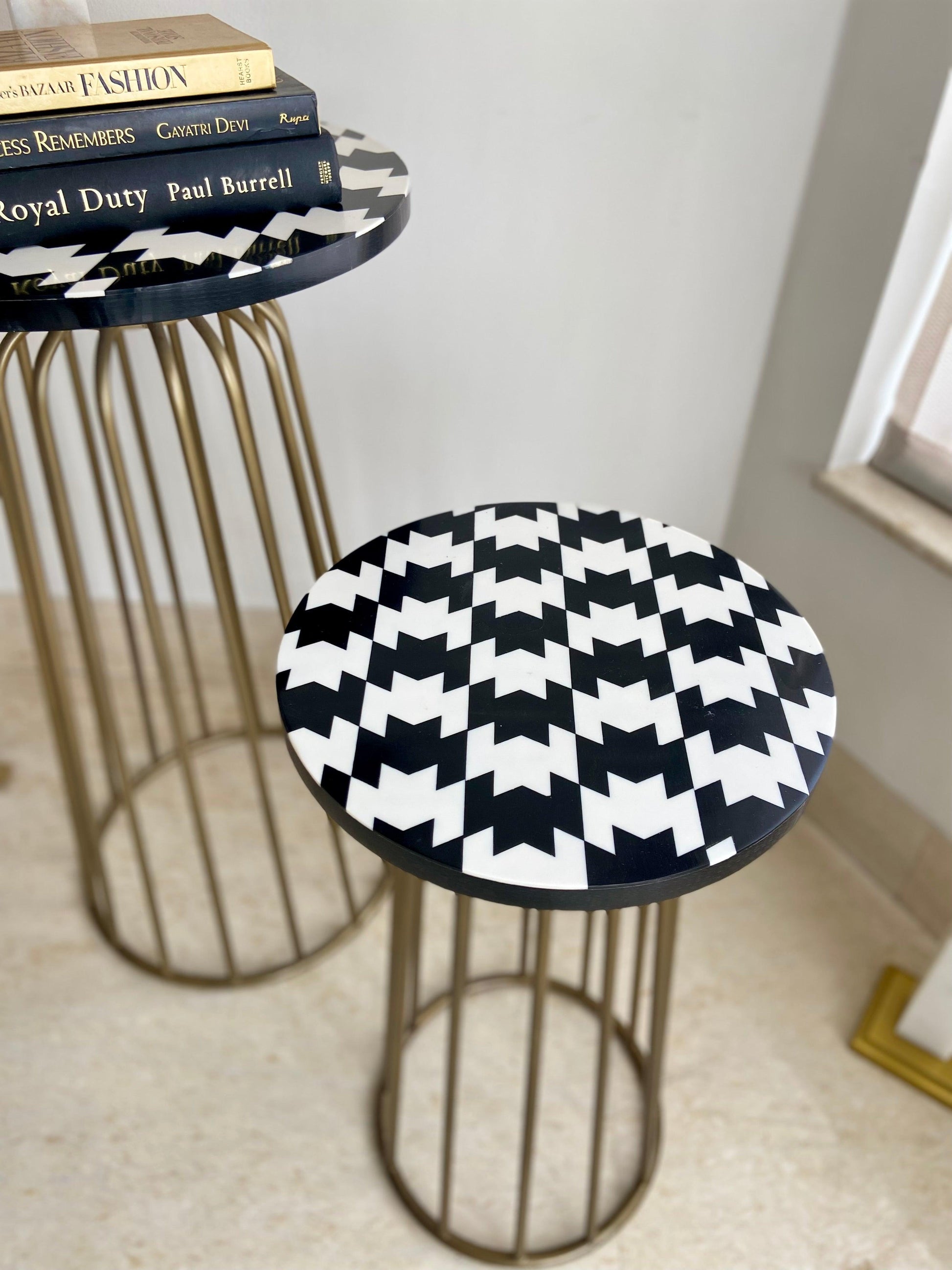 Buy Side Table - Black & White Modern Side Table | Metal & Wood End Table Set of 2 For Home & Living Room by House of Trendz on IKIRU online store