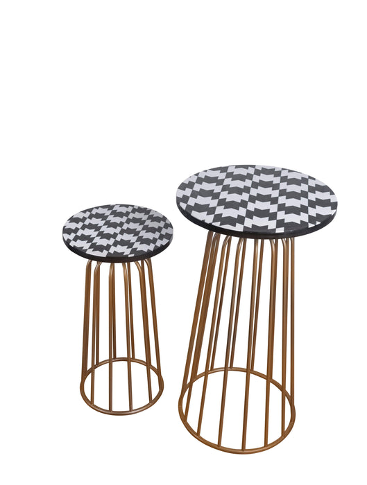 Buy Side Table - Black & White Modern Side Table | Metal & Wood End Table Set of 2 For Home & Living Room by House of Trendz on IKIRU online store