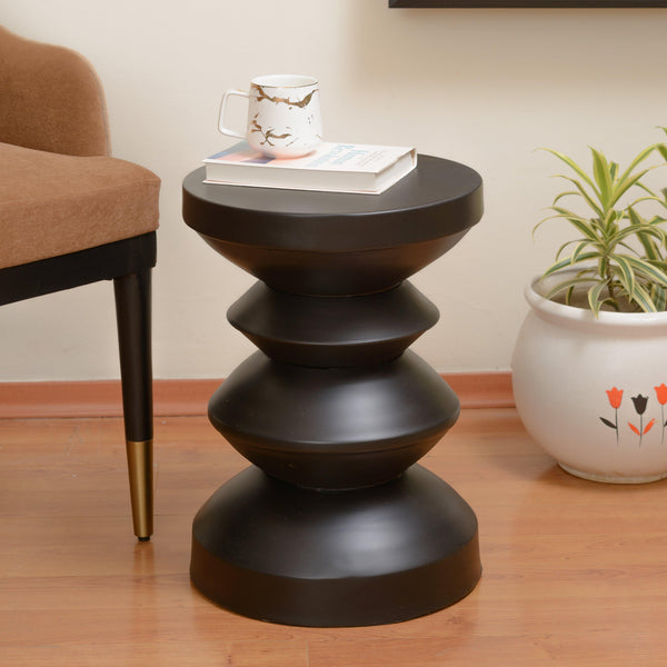 Black Metal Round Caesar Side Table for Living Room