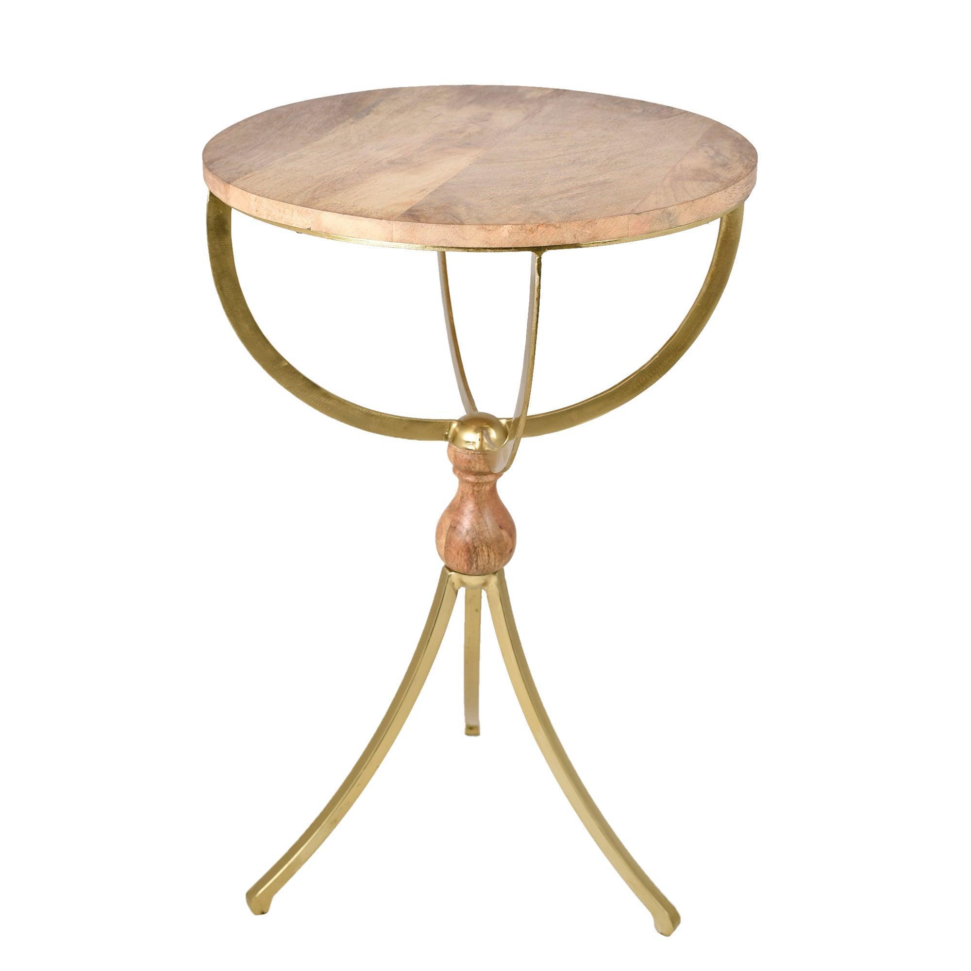 Buy Side Table - Black Natural Wooden Top Round Accent Table | Side Table For Home & Living Room by Manor House on IKIRU online store