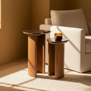 Brio Acacia Wood Nest of Tables Set of 2 | Side Table for Living Room | Nesting Tables