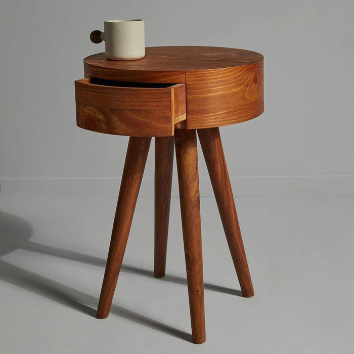 Buy Side Table - Cylinder End Table with Drawer | Tripod Sidetable by Objectry on IKIRU online store