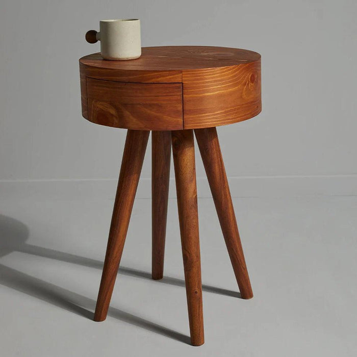 Buy Side Table - Cylinder End Table with Drawer | Tripod Sidetable by Objectry on IKIRU online store