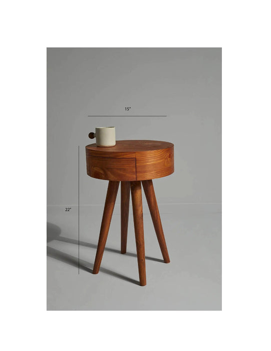 Buy Side Table - Cylinder End Table with Drawer | Tripod Sidetable by Objectry on IKIRU online store