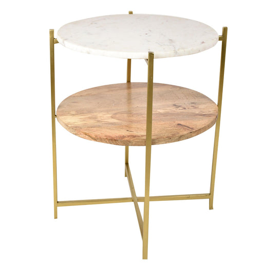 Buy Side Table - Double Decker Marble Top Accent Table | 2 Tier Side Table For Living Room & Office by Manor House on IKIRU online store
