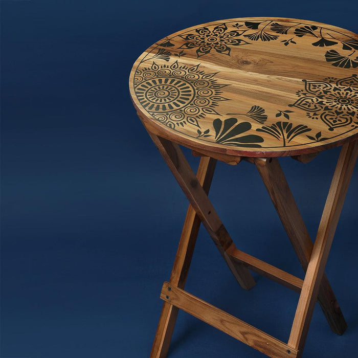 Buy Side Table - Dream Plantation Round Folding Table | Mandala Design Side Table by bambaiSe on IKIRU online store