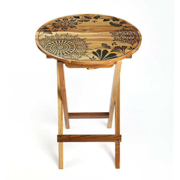 Buy Side Table - Dream Plantation Round Folding Table | Mandala Design Side Table by bambaiSe on IKIRU online store