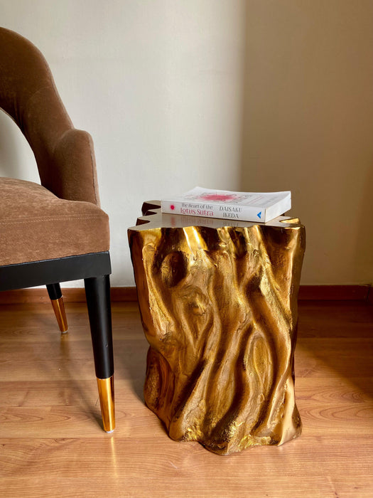 Buy Side Table - Golden Aluminium Tree Log End Table | Decorative Side Table For Home & Living Room by House of Trendz on IKIRU online store