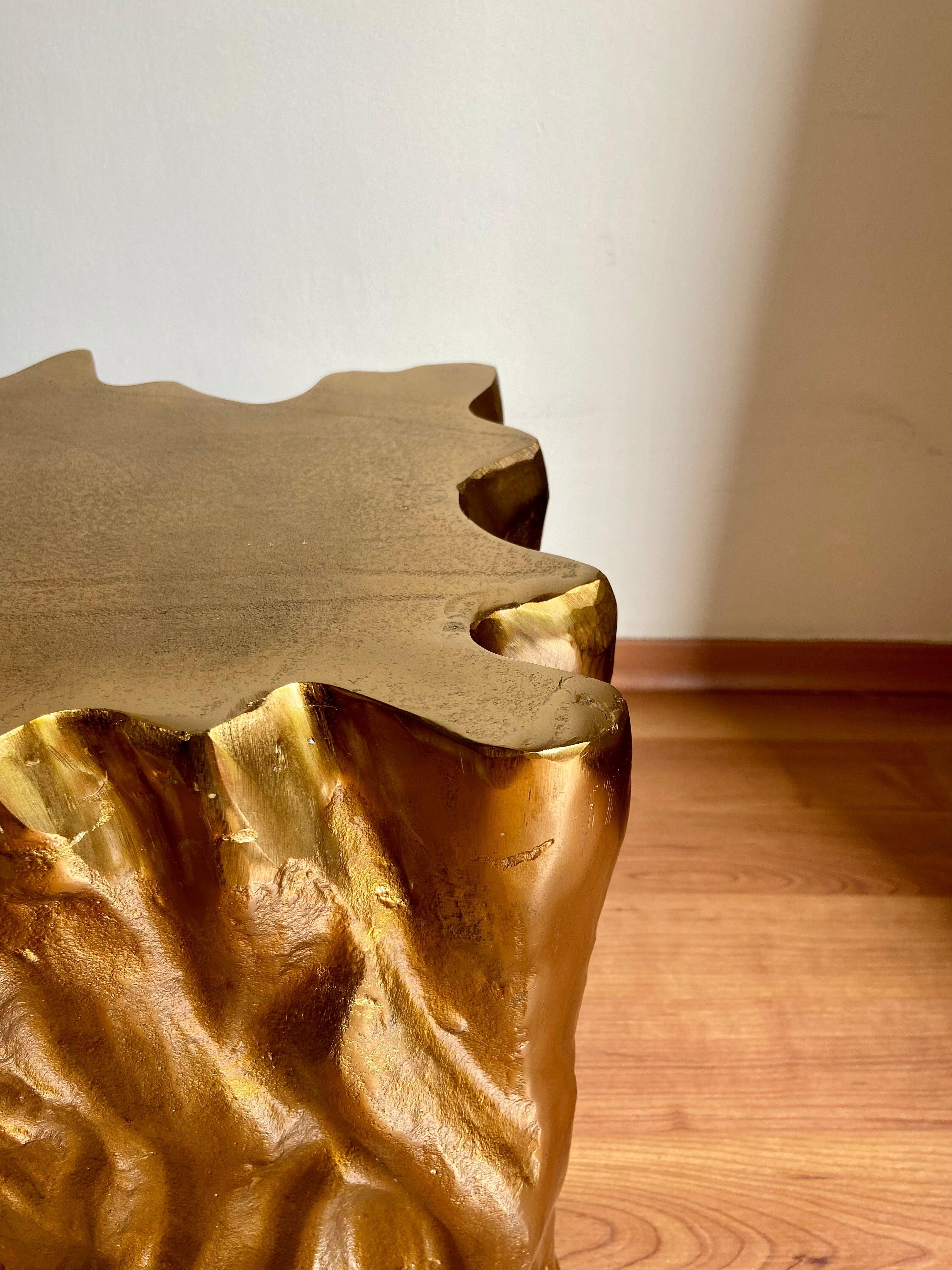 Buy Side Table - Golden Aluminium Tree Log End Table | Decorative Side Table For Home & Living Room by House of Trendz on IKIRU online store