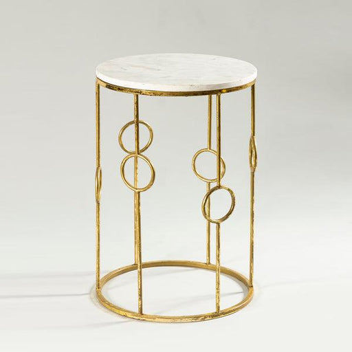 Buy Side Table - Golden & Marble Drum Side Table | Corner Stand For Living Room & Bedroom by Indecrafts on IKIRU online store