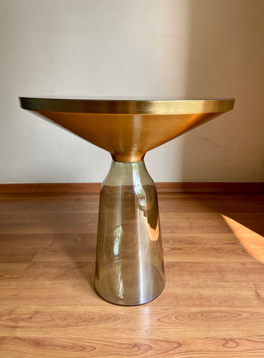 Buy Side Table - Lustrous Green & Golden Glass Bell Side Table | Coffee Table For Home & Living Room by House of Trendz on IKIRU online store