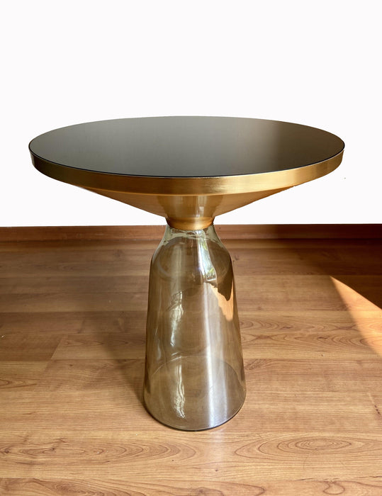 Buy Side Table - Lustrous Green & Golden Glass Bell Side Table | Coffee Table For Home & Living Room by House of Trendz on IKIRU online store