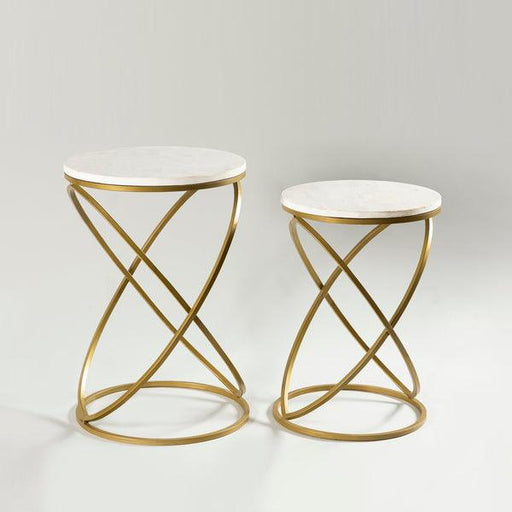 Buy Side Table - Luxurious Golden Marble Top Tables | Side Coffee Table Set of 2 For Living Room & Bedroom by Indecrafts on IKIRU online store