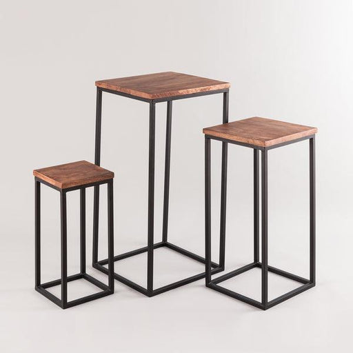 Buy Side Table - Matt Black Natural Wood Classy Side Table | Stool For Living Room & Home Set of 3 by Indecrafts on IKIRU online store