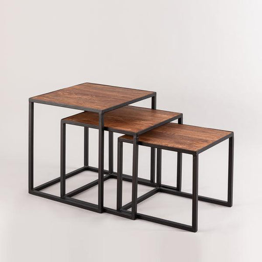 Buy Side Table - Matt Black Natural Wood Trendy Side Tables For Living Room & Home Set of 3 by Indecrafts on IKIRU online store