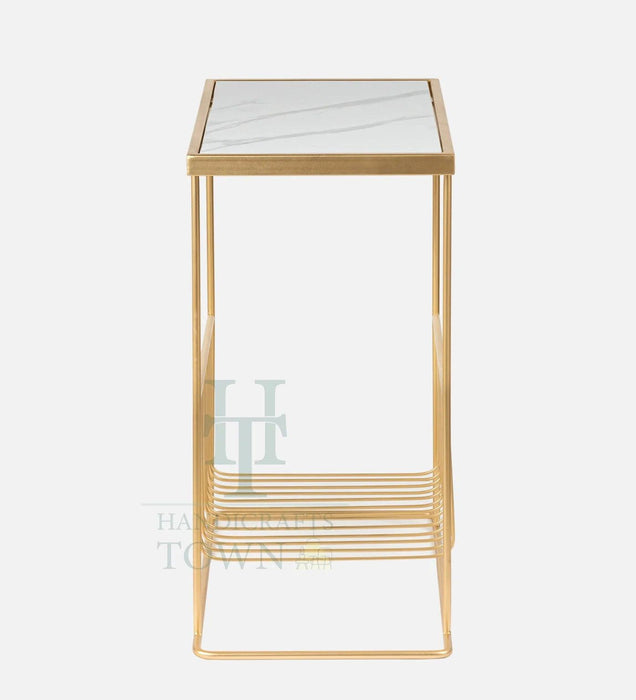 Buy Side Table - Metal Marble Magazine Holder (Gold) by Handicrafts Town on IKIRU online store