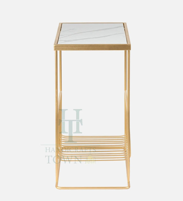 Buy Side Table - Metal Marble Magazine Holder (Gold) | Tea Table by Handicrafts Town on IKIRU online store