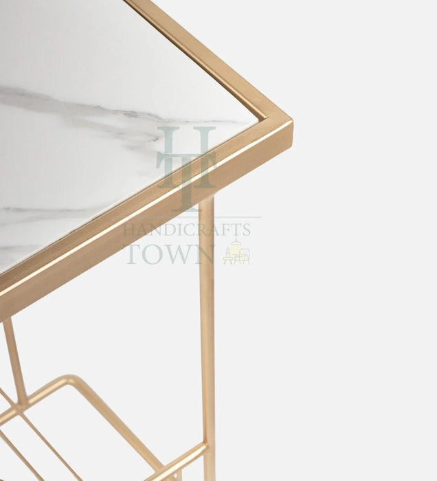 Buy Side Table - Metal Marble Magazine Holder (Gold) | Tea Table by Handicrafts Town on IKIRU online store