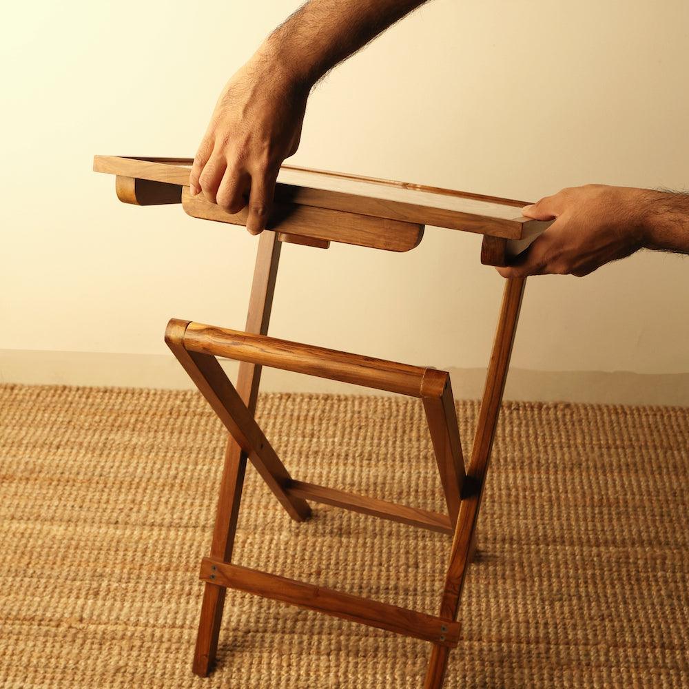 Buy Side Table - Modern Gold Square Folding Table For Home & Balcony by bambaiSe on IKIRU online store