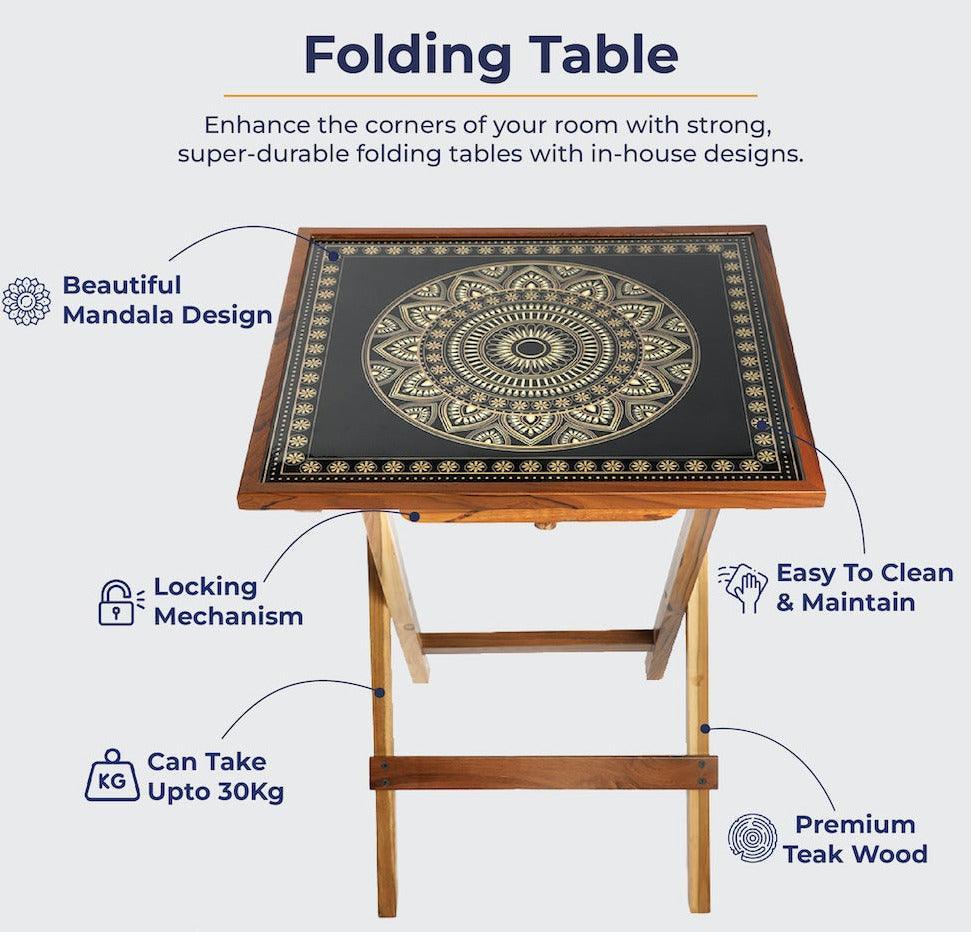 Buy Side Table - Modern Gold Square Folding Table For Home & Balcony by bambaiSe on IKIRU online store