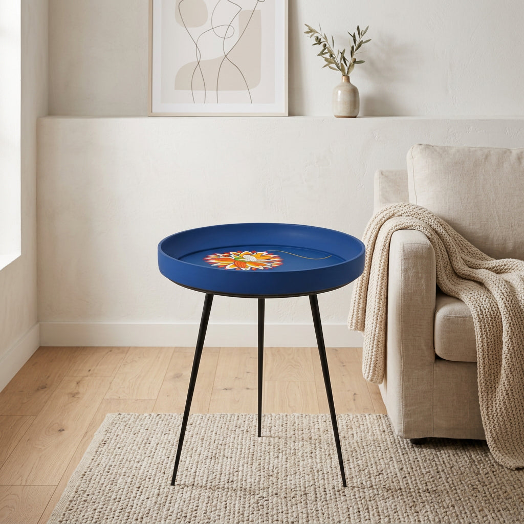 Buy Side Table Selective Edition - Kalam Table - ‘The Egret on Rainbow Lotus Yantra by on online store