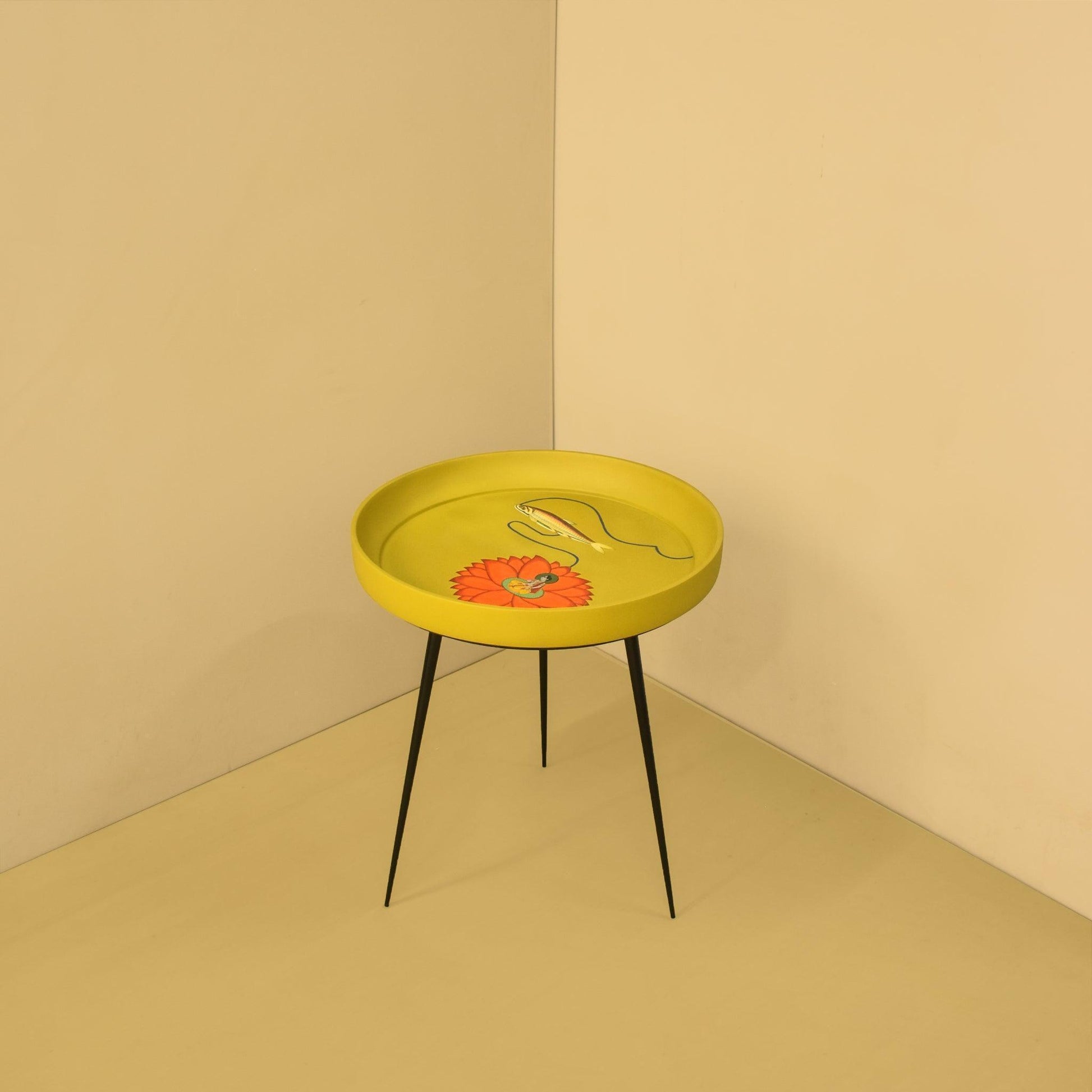 Buy Side Table Selective Edition - Kalam Table –‘The Fish, the Scholar and The Lotus by Anantaya on IKIRU online store