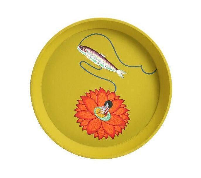 Buy Side Table Selective Edition - Kalam Table –‘The Fish, the Scholar and The Lotus by Anantaya on IKIRU online store