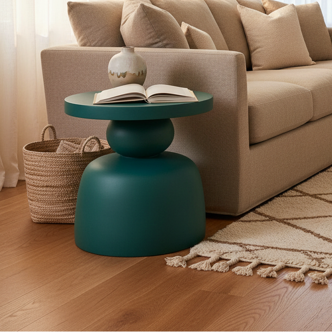 Side Table for Outdoors & Living Room | Green Side Stool