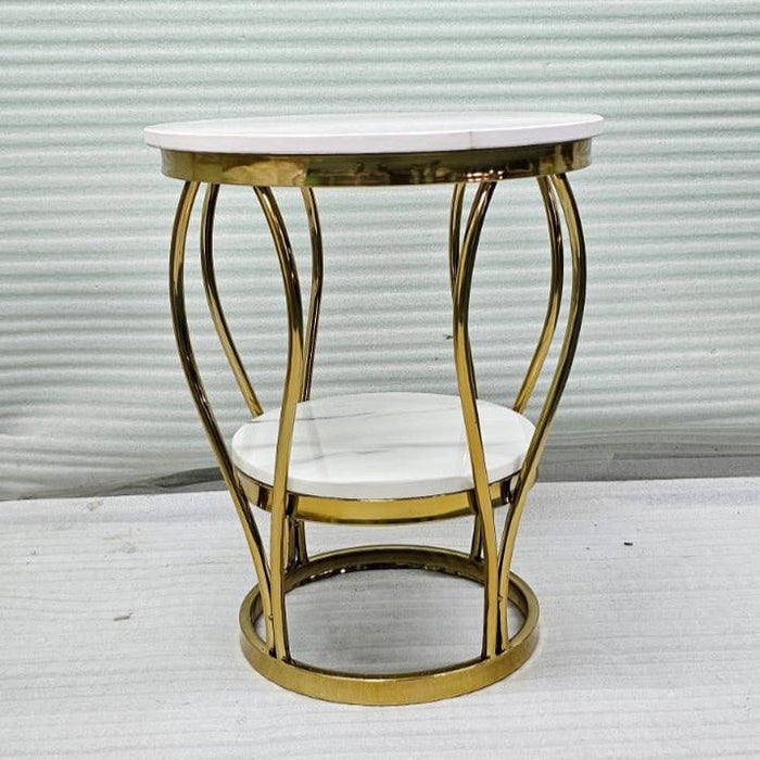 Buy Side Table - Steel And Marble 2 Tier Side Table | End Table For Living Room & Bedroom by Zona International on IKIRU online store
