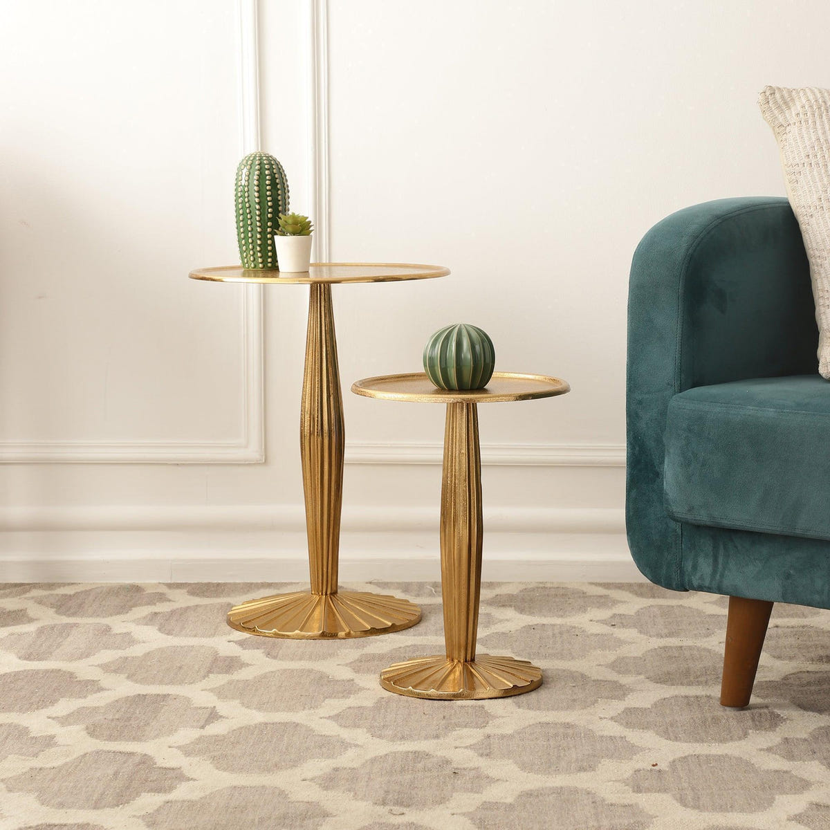 Buy Side Table - Stylish Golden Side Tables | Decorative Corner Stand For Living Room & Bedroom by De Maison Decor on IKIRU online store