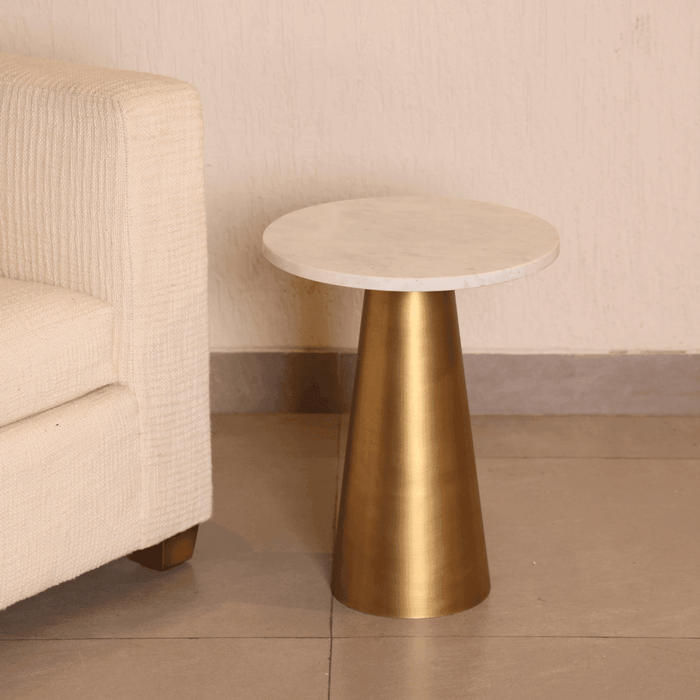 Buy Side Table - White Marble Table with Gold Base & Accent Table | Decorative End Table by Muun Home on IKIRU online store