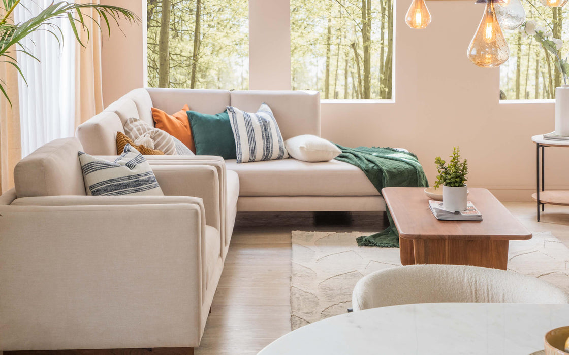 Buy Sofas - Chiyo L Shape Sofa Set (2 Seater + Left Aligned Chaise) by Orange Tree on IKIRU online store