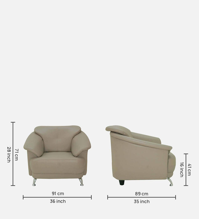 Buy Sofas - Edo Comfortable Lounge Chair With Armrest | Buff Color Sofa Seater For Bedroom & Living Room by Furnitech on IKIRU online store