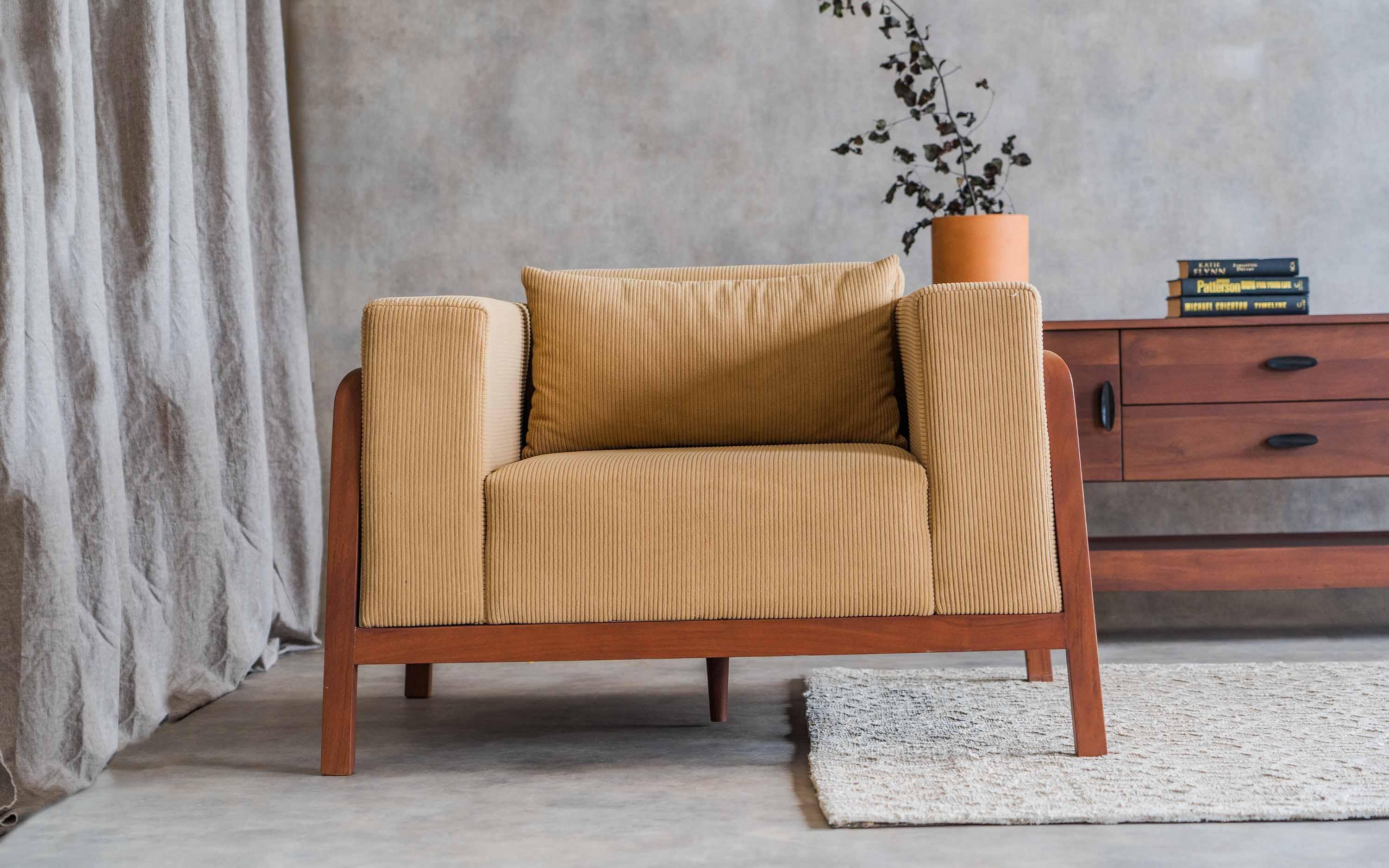 Buy Sofas - Joy Wooden & Upholstery Sofa Seater For Living Room & Bedroom by Orange Tree on IKIRU online store
