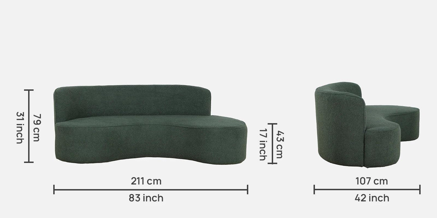 Buy Sofas - Miami 3 Seater Modern design living room sofa with Curve design and Boucle Finish upholstered fabric in Green Color by Furnitech on IKIRU online store