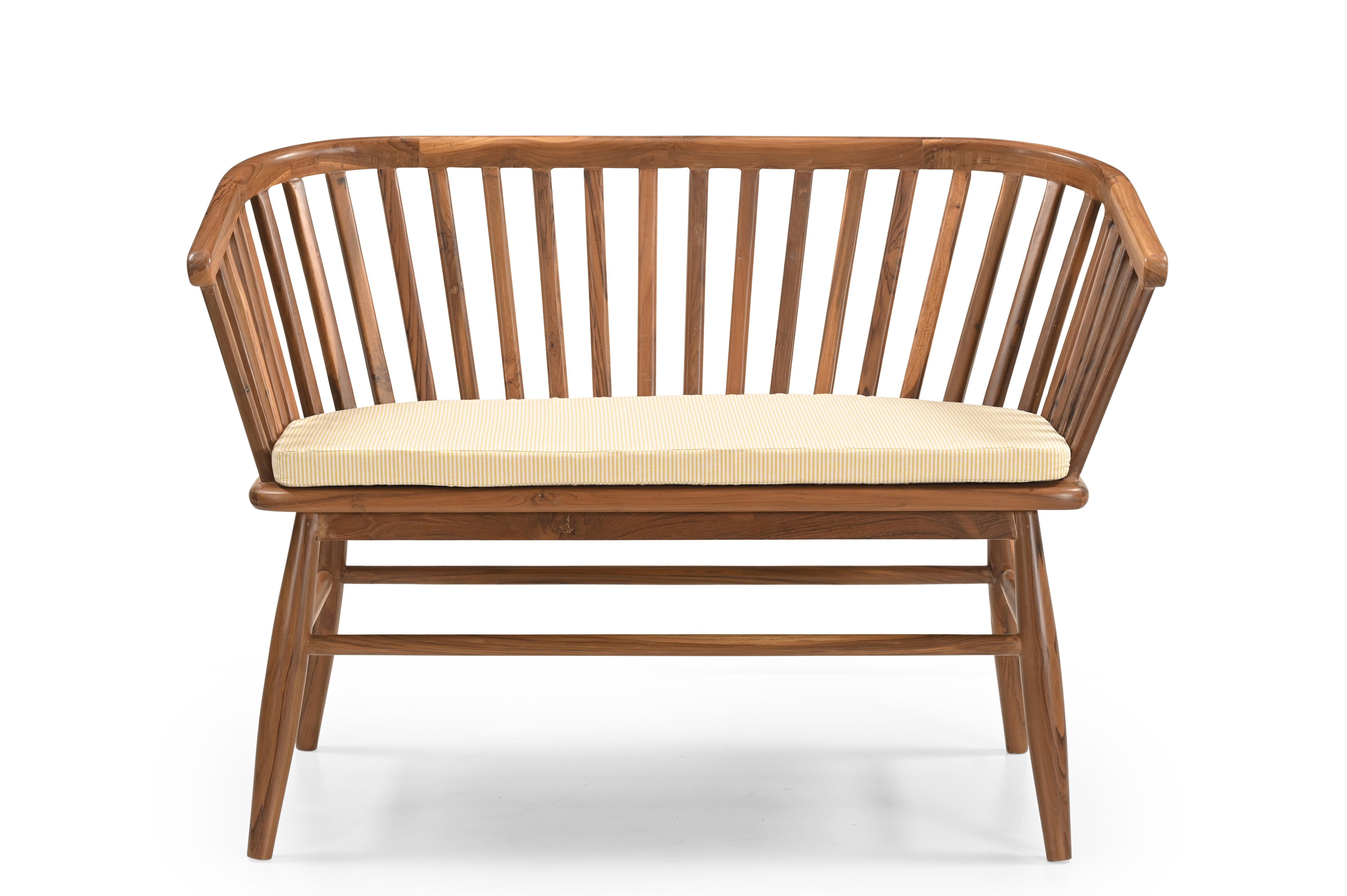 Buy Sofas - Monte Teak Wood Striped Bench | 2 seater wooden sofa by Deeke Collection on IKIRU online store