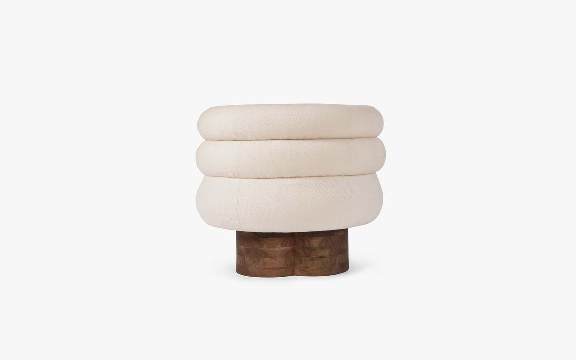 Buy Stool - Acacia Wood And Upholstery Comfortable Round Pouf With Curved Back For Home by Orange Tree on IKIRU online store