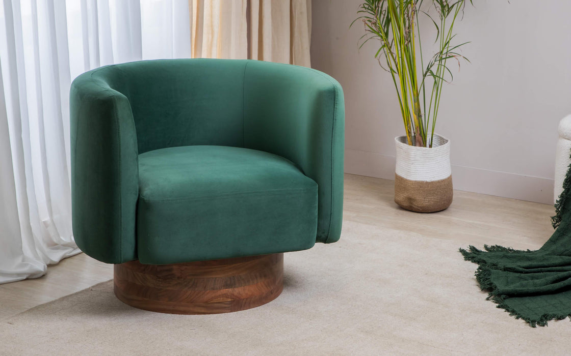 Buy Stool - Classy Green Acacia Wood and Upholstery Pouf | Lounge Chair For Living Room & Bedroom by Orange Tree on IKIRU online store