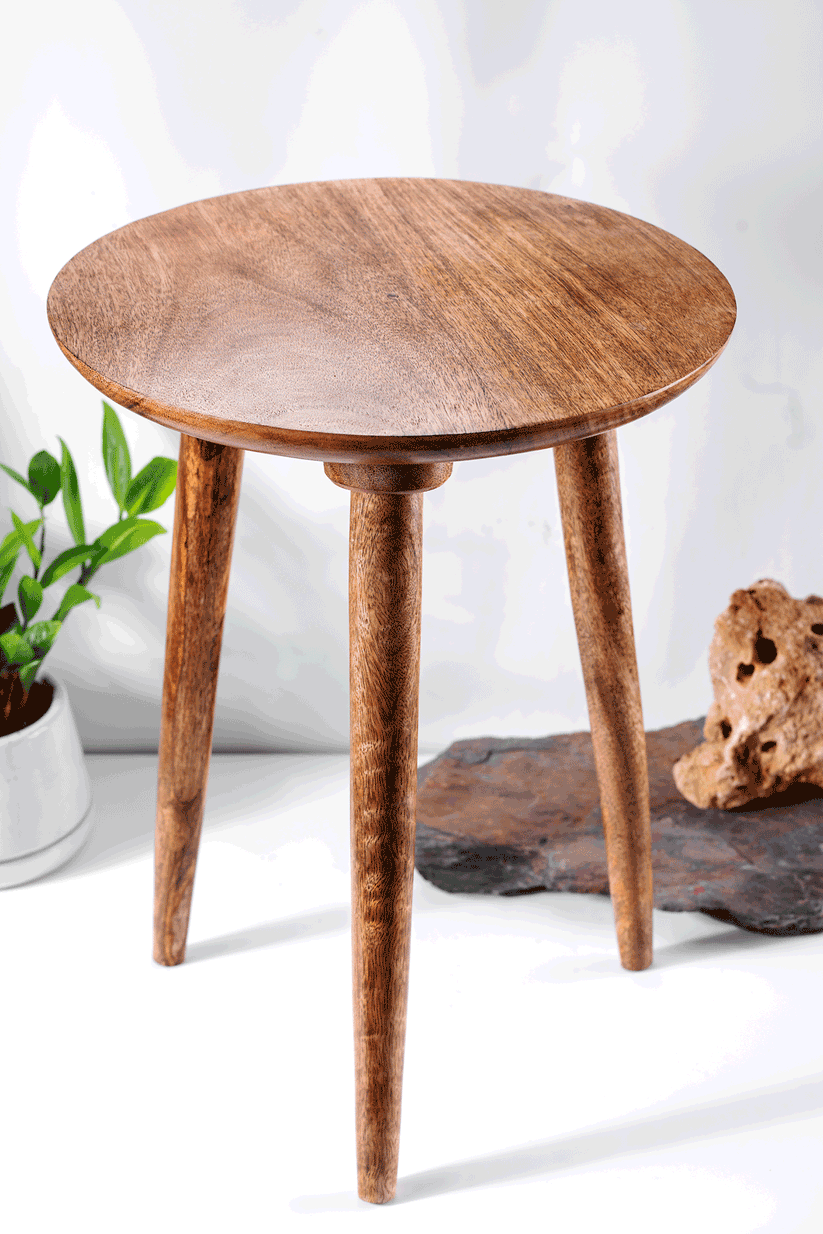 Buy Stool - Mango Wood 3 Legged Wooden Stool | Plant Stand For Indoor & Outdoor Decor by Araana Home on IKIRU online store