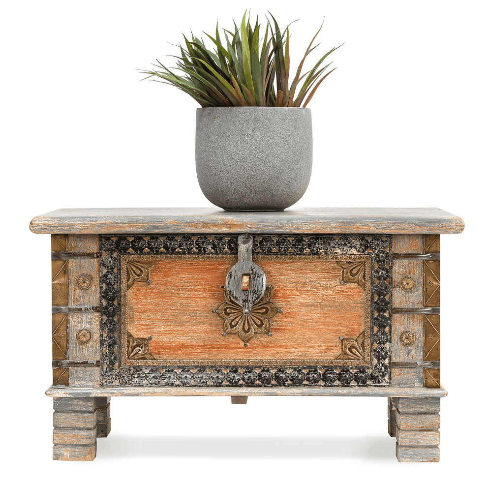 Buy Storage & Organizer - ASHBURN DISTRESSED GREY TRUNK by Home Glamour on IKIRU online store