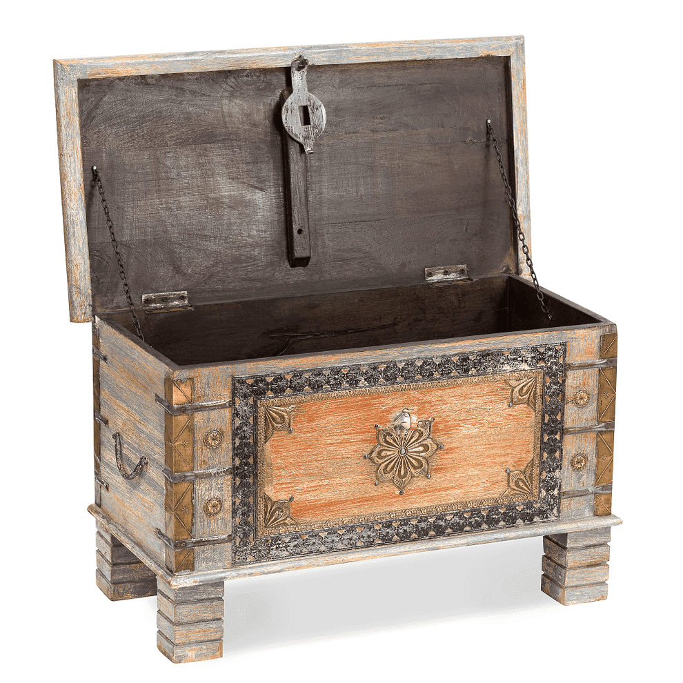 Buy Storage & Organizer - ASHBURN DISTRESSED GREY TRUNK by Home Glamour on IKIRU online store