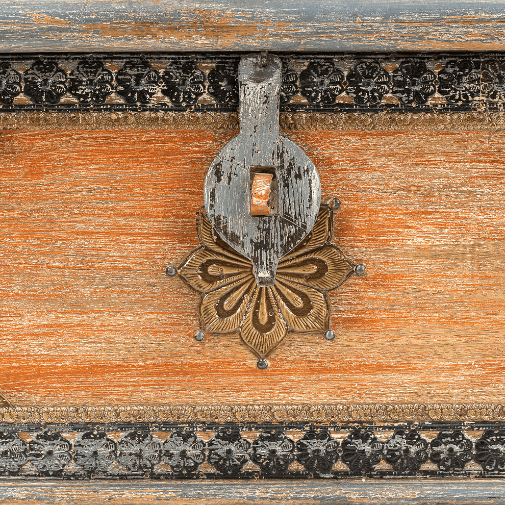 Buy Storage & Organizer - ASHBURN DISTRESSED GREY TRUNK by Home Glamour on IKIRU online store