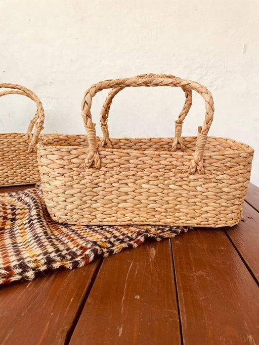 Buy Storage & Organizer - Beautiful Hand Woven Basket With Handle | Fruit Storage & Gifting Hamper Basket by Tesu on IKIRU online store