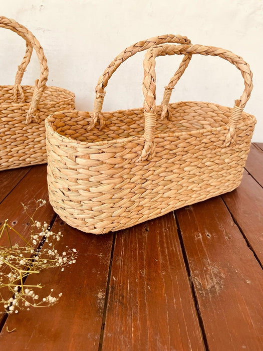 Buy Storage & Organizer - Beautiful Hand Woven Basket With Handle | Fruit Storage & Gifting Hamper Basket by Tesu on IKIRU online store