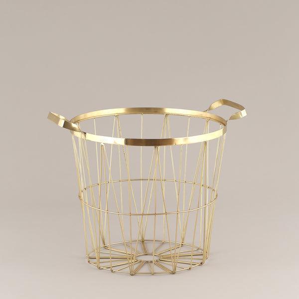 Buy Storage & Organizer - Brass Plated Wire Basket for Offices | Portable Wastebin Trash Dustbin by Indecrafts on IKIRU online store