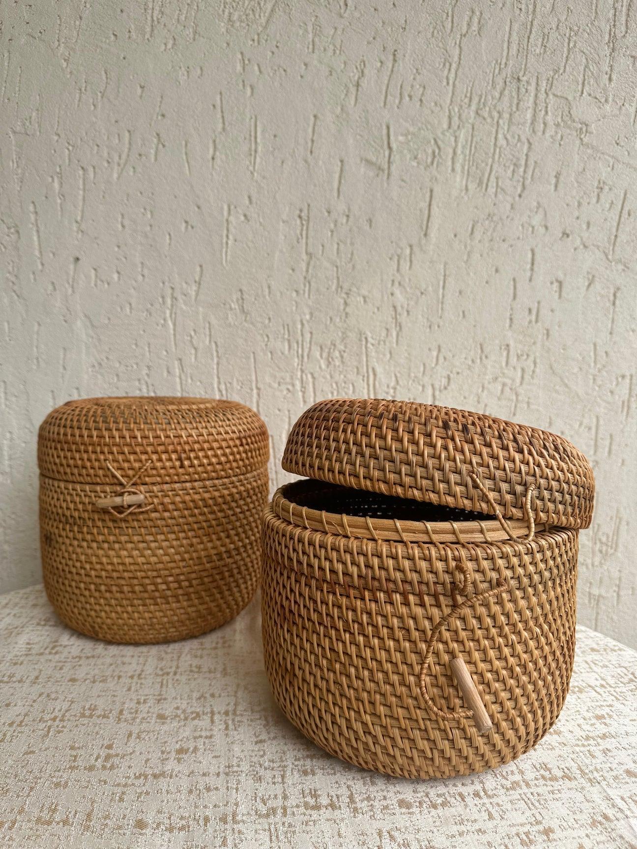 Buy Storage & Organizer - Rattan Storage Box With Lid | Natural Woven Basket For Living Room & Bedroom by Tesu on IKIRU online store